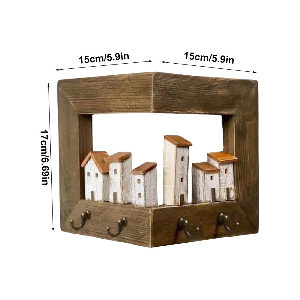 

Key Holder For Wall Wooden 4-Hook Decorative Wall-Mounted Key Holder Hooks For Living Room Entryway Bathroom Kitchen Bedroom