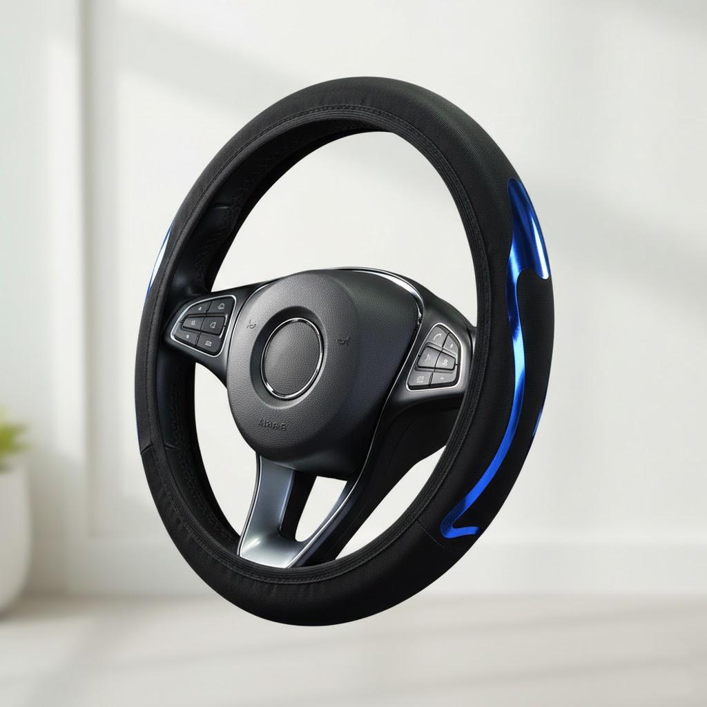 

Universal 37-38cm Car Steering Wheel Cover Metal Dynamic Elastic Without Inner Ring Auto Interior Accessory синій