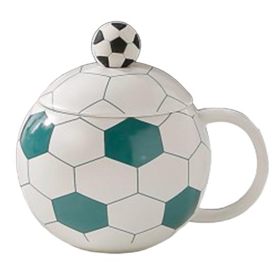 

Sports Themed Ceramic Mug with Lid And Spoon Badminton Football Basketball F