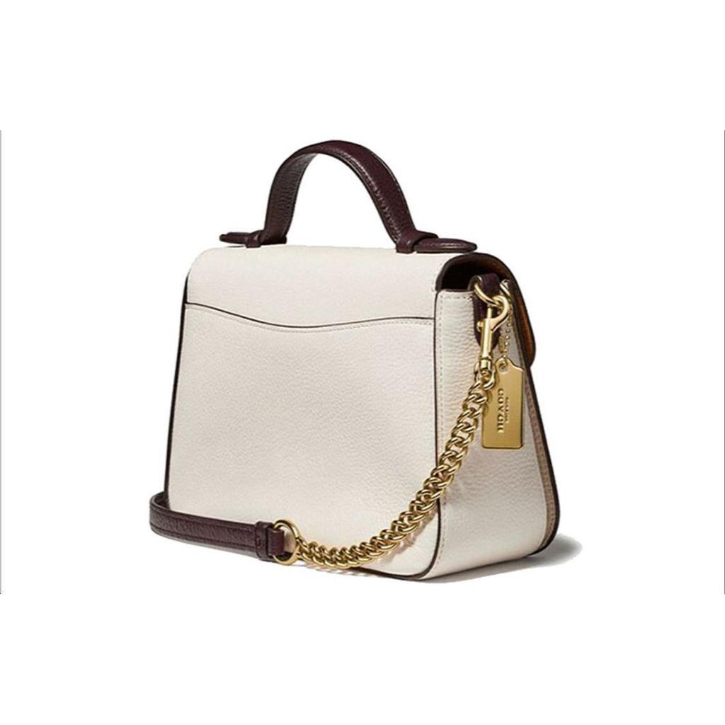 New COACH Cassidy Cow Leather Satchel Bag, Portable Crossbody Bag, Shoulder Bag Women's Pink White 76684-IMP4Y