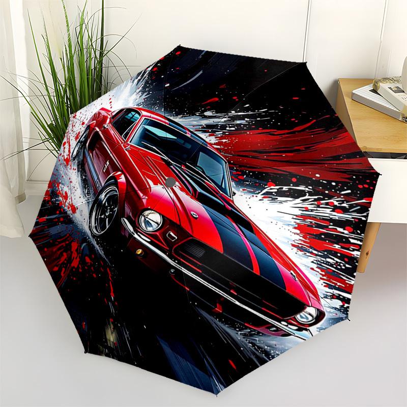 

Mustang, Speed Themed Automatic Opening and Closing Umbrella, Compact Travel Umbrella, Lightweight and Portable, Suitable for Beach Commutin