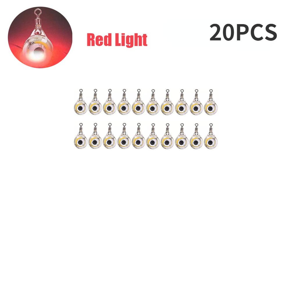 10-200pcs Mini Fishing Lure Light LED Deep Drop Underwater Eye Shape Squid Fish Bait Luminous Lure for Attracting Fish