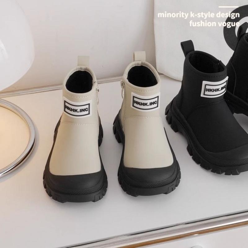 2025 Kids' Ankle & Mid-Calf Leather Boots - Non-Slip Autumn/Winter Martin Style for Boys & Girls