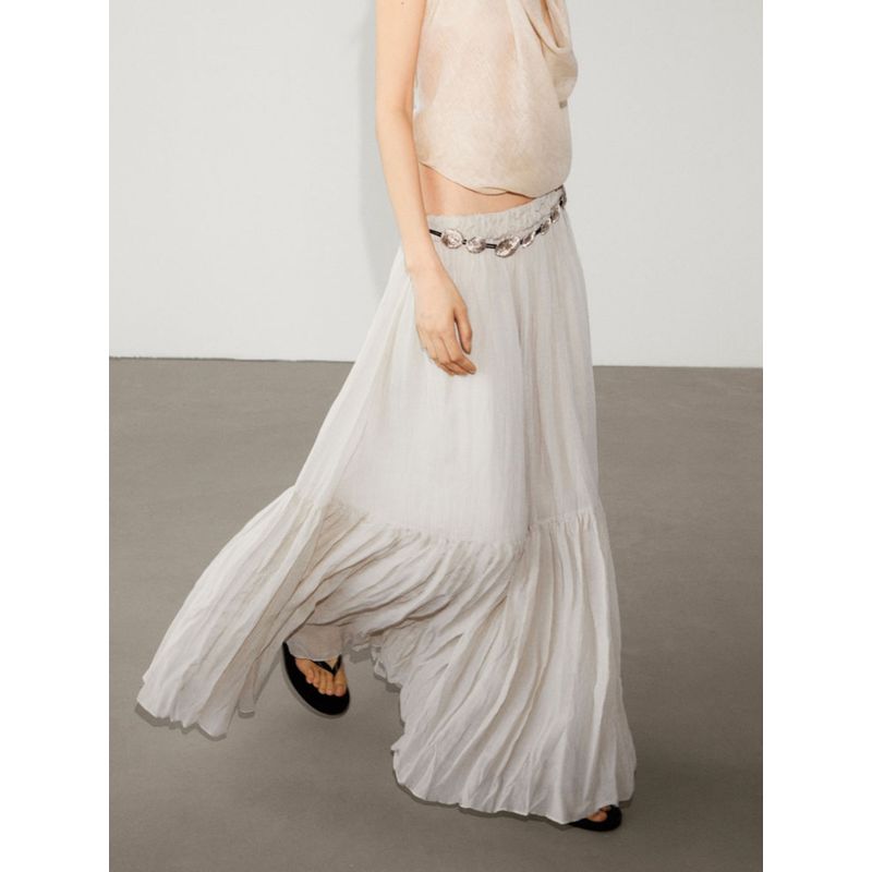 Za2024 Summer New Product Women's Clothes Romantic Wind-Clear Cold Pleated Midi Skirt 05236623 712