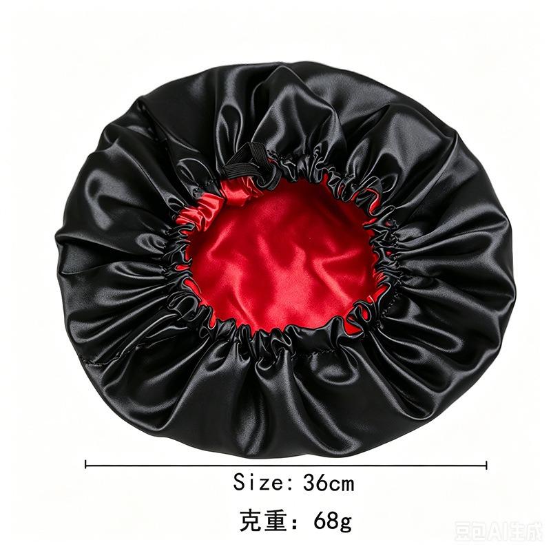 Satin nightcap double button adjustment satin nightcap, women's beauty hair care cap, shower cap