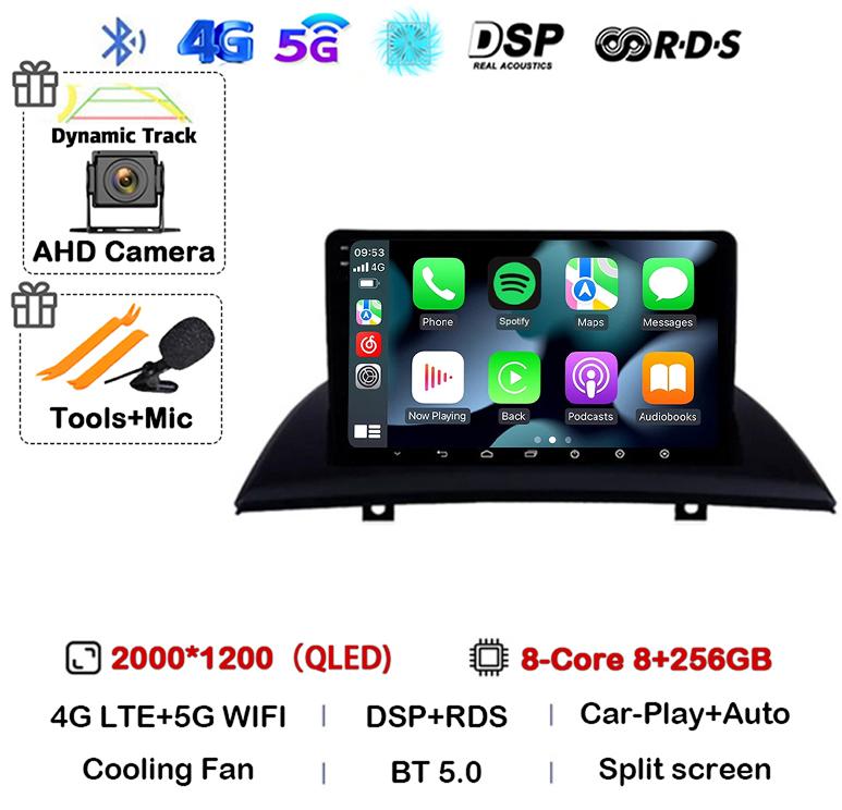Android 14 Carplay Auto Car Radio For BMW X3 E83 2004 2005-2007-2009 2010 2011 2012 Multimedia Stereo Video Player GPS 4G WIFI