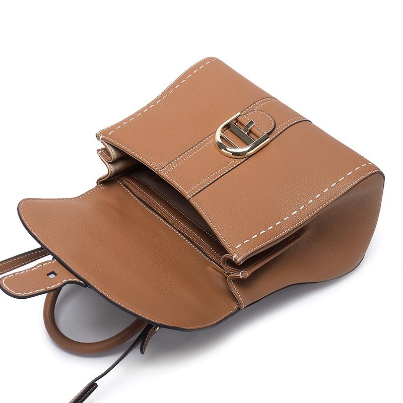Leather cowhide Belgian new leather horseshoe buckle messenger bag portable messenger women's bag