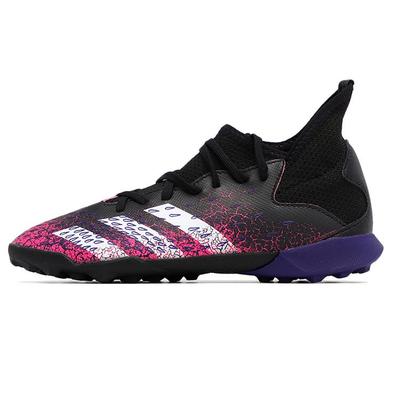 .4 TF Artificial Turf Non-Slip Durable Low-Top Kids Soccer Shoes Kids Soccer Shoes Black White Purple FW7533