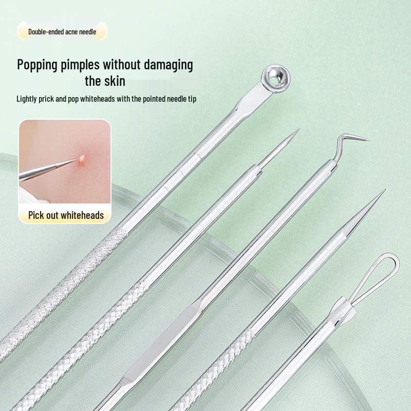 Stainless Steel Blackhead Remover Tool Set: Clips and Needles for Acne and Pimple Care