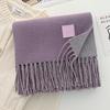 Solid color wool scarf shawl women's autumn and winter senior sense versatile fringed warm scarf couple student