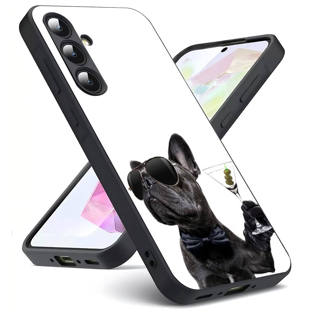 Pug Dog French Bulldog Luxury Black Phone Case For Samsung Galaxy S23 S24 S25 Ultra S22 Plus S21