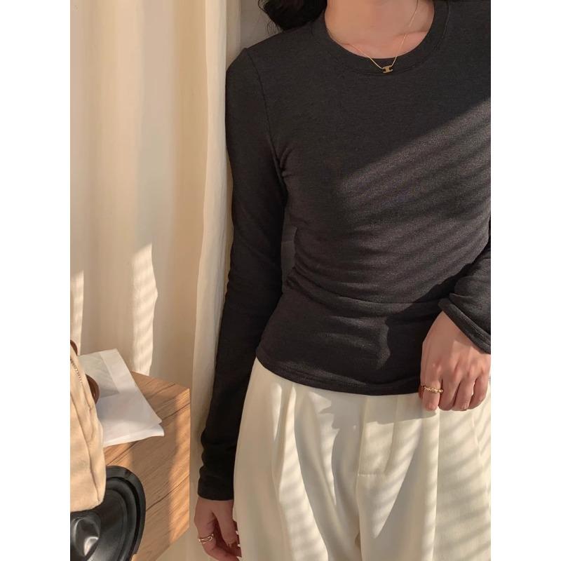 Jarní a podzimní dámské vnitřní tričko s dlouhým rukávem Top tričko s elastickým základem