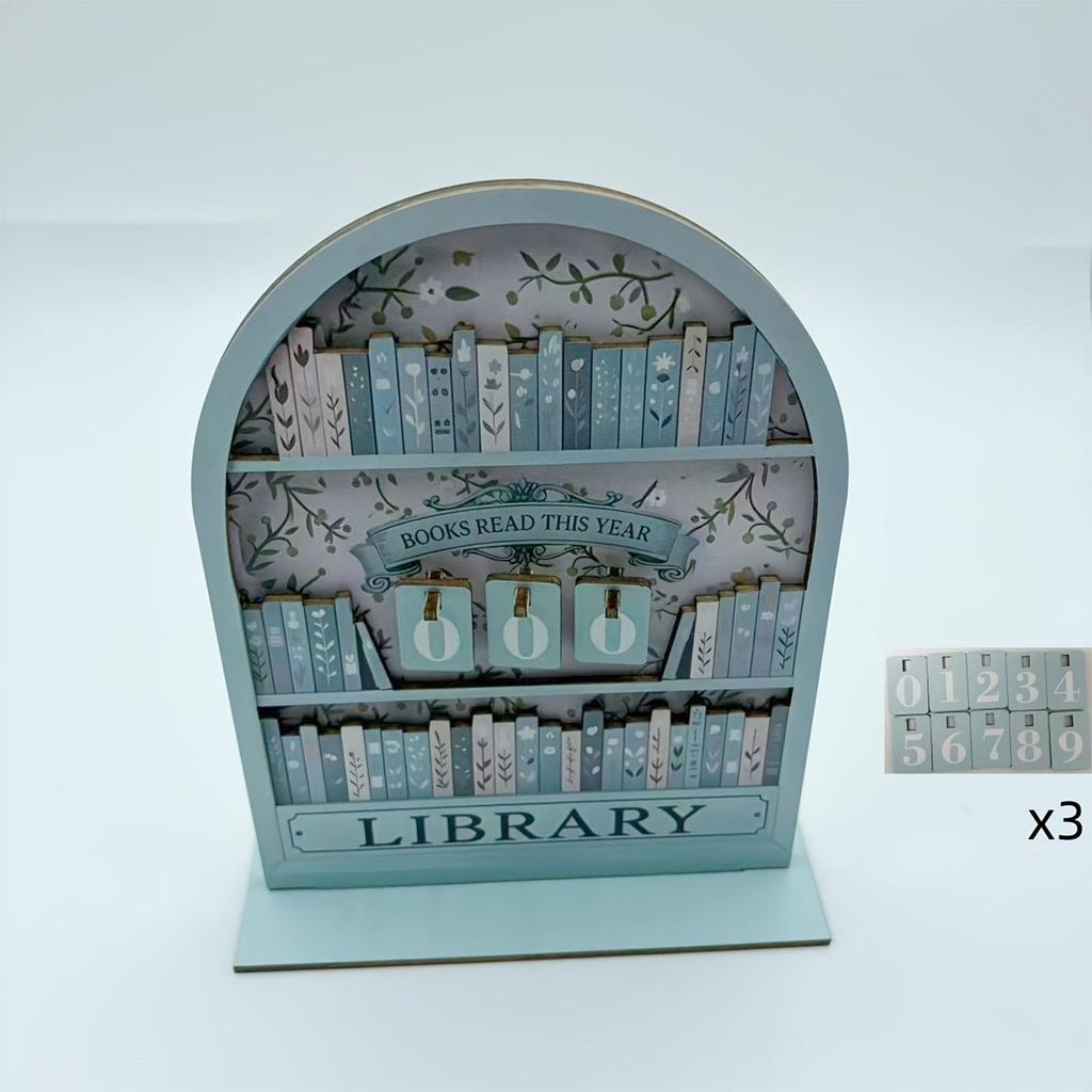 Vintage Wooden Book Counter Tracker Book Count Sign Reading Accessories for Home Office Classroom Bookstore Desktop Ornament