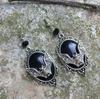 Gothic Victoria Geometric Oval Lacework Stereo Relief Vampire Bat Dangle Earrings for Women Hallowmas Jewelry Accessories Gifts