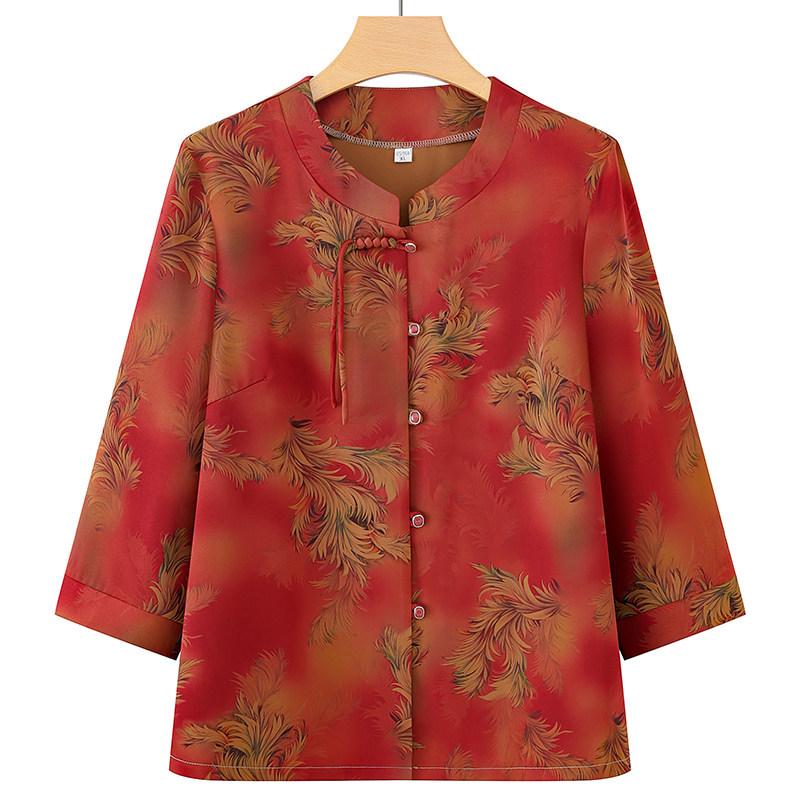 

Stylish Spring/Summer Chinese-Style Shirt for Middle-Aged and Elderly Women 4XL - fits 135-150 jin