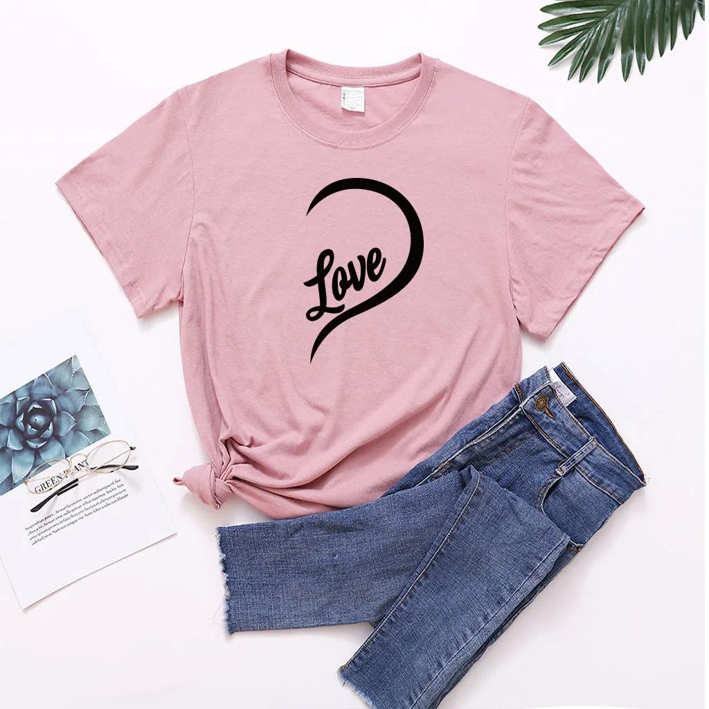 Splicing One Love Heart Print Couple T Shirt Short Sleeve O Neck Loose King Queen Tshirt Lovers Tee Shirt Tops Women Clothes
