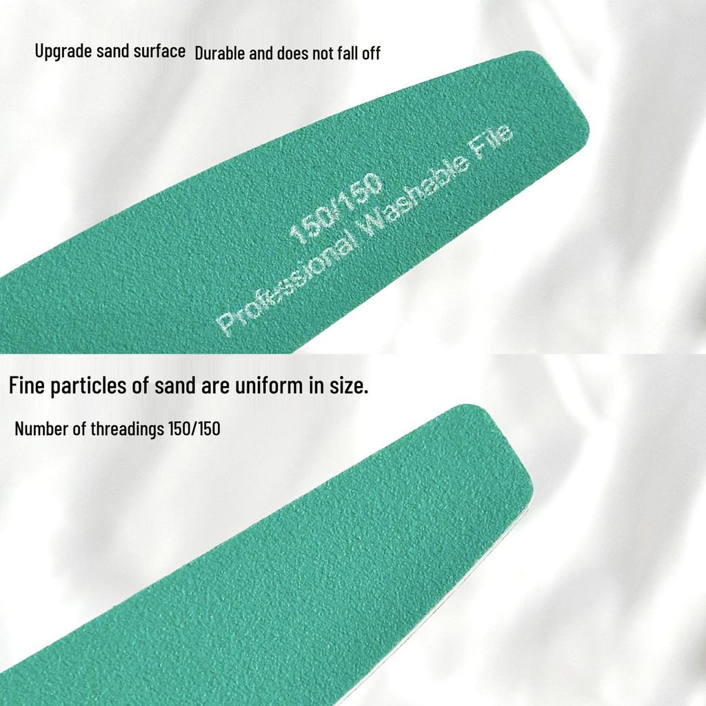 Nail File Strips: Water Washable, Double-Sided 150/150 Green Grit for Polishing, Shaping & Gel Removal