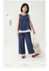 Retro Summer Lace Patchwork Denim Set - Sleeveless Vest & Wide-Leg Pants