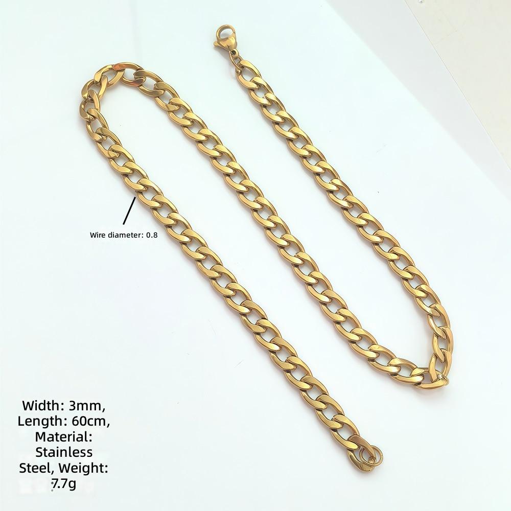 Stainless Steel Cuban Chain Necklace for Men European American Hip Hop Stainless Steel Fashion Jewelry