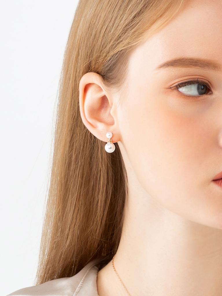 14K Double Pearl Earrings (Gold Filled) C24EGF100