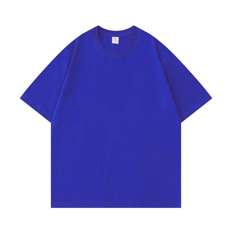 400g Heavyweight Pure White Long-Staple Cotton Summer Short-Sleeve Loose Crew Neck Base Layer T-Shirt