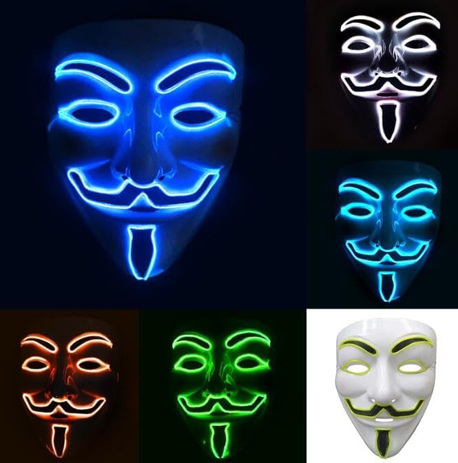 Illuminated LED Mask, Face Mask with EL Wire, Glows, Perfect for Cosplay, Halloween, Festivals, Events, and Costumes (Pink)