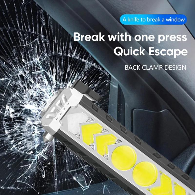 Super Bright Rechargeable Flashlight Multi Modes w/ Window Breaker Strong Magnet Waterproof Light Torch for Outdoor Emergencies