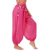 Bauchtanz-Kostüm für Damen, Laternenhose, seitlich geteilte Pailletten, glänzende Haremshose, arabische Halloween-Hose
