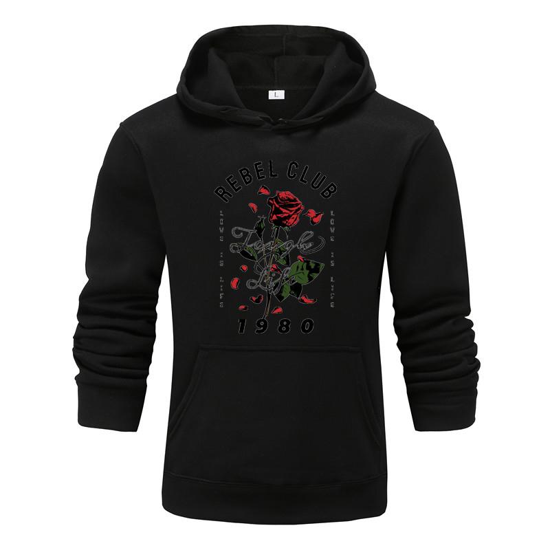 Autumn and Winter New Personalized 1980 Flower Printed Clothing Men and Women Hoodie Lovers Pullover Jogging Sports Hoodie