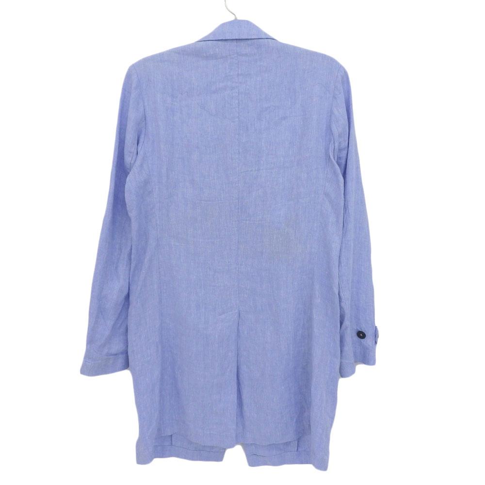 HEVO Linen Hidden-breasted Single-breasted Shirt Coat for Men, Blue, Size 46, 8HGALL761 Coat 46 blueUsed