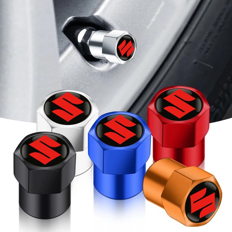 Car Styling 4Pcs Metal Wheel Tire Valve Caps Stem Case For Suzuki Grand Vitara Sx4 Swift Alto Jimny