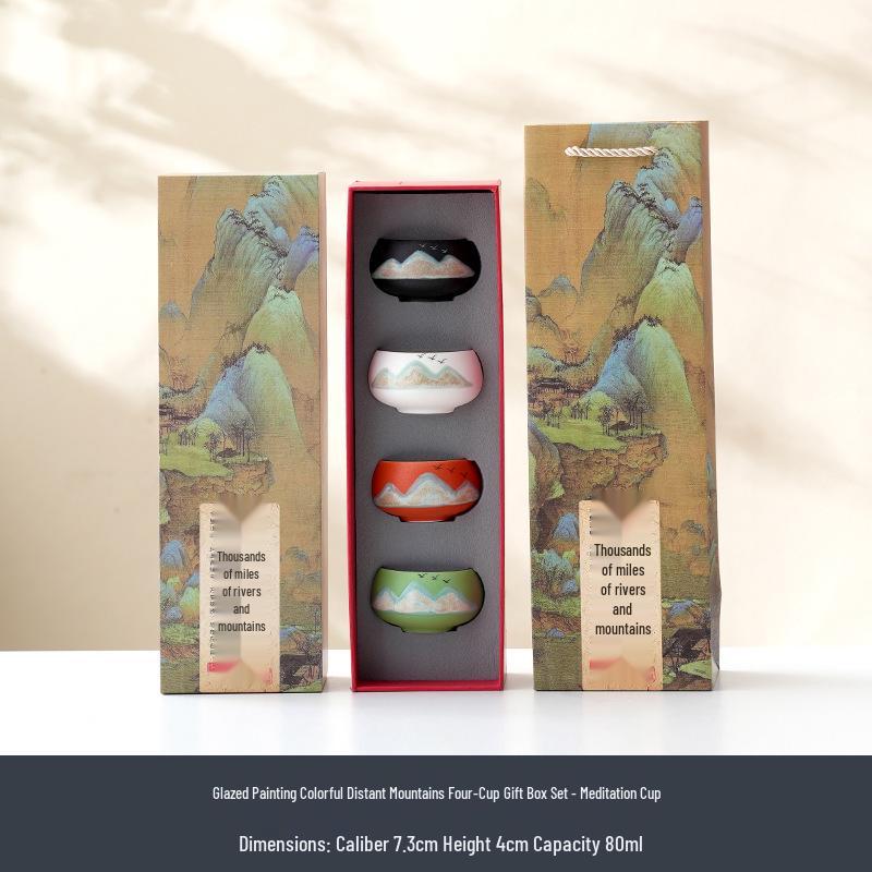 Ceramic Mastery Hand-Painted Retro Teacup - Chinese Style Gift with Custom Logo Packaging