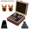 Set 8 Pcs Granite Ice Cubes+ 2 Pcs Cups For Whisky In Wooden Bottle Box Present For Dad Father'S Day Gift For Men Whiskey Stones