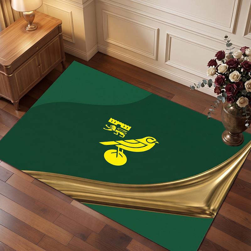 Norwich City Football Print Crystal Velvet Rug, Comfortable Water Absorbent Non Slip Indoor Floor Carpet