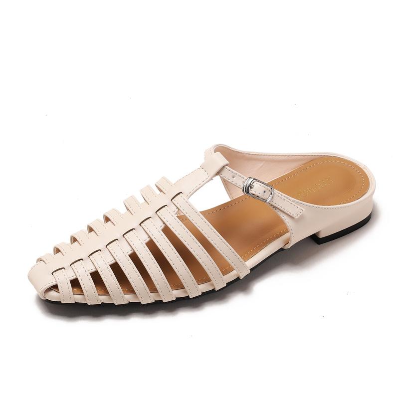 2026 Summer New Women's Roman Gladiator Sandals PU Leather Woven Slip on Slippers Low Heel Sandalias De Mujer Size 35 43 Zapatos