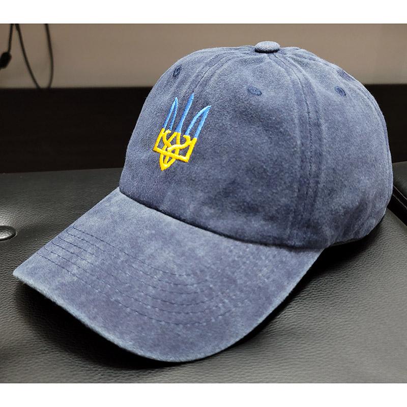 Embroidery Ukraine Trident Symbol Cotton Washed Fashion Sports Baseball Cap Adjstable Hip Hop Urban Street Style Dad Hat Visor Protection Snapback