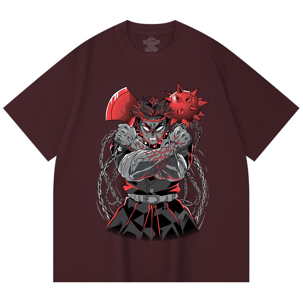 

230 Gsm 100% Cotton Demon Slayer V24 Gyomei Print Unisex Heavy Cotton T Shirt 2XL