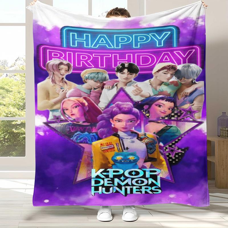 K-Pop Dämonenjäger Goldene Saja Jungen Flanelldecke, Ultra Weiche Warme Plüschdecke für Zuhause Schlafzimmer Bett Sofa Abdeckung Büro Picknick