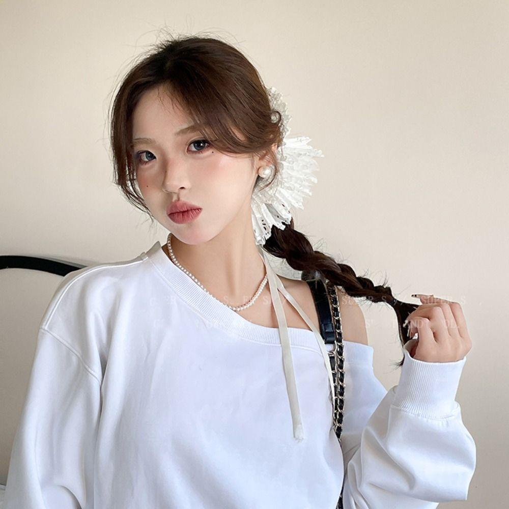 Flower Shape Elastic Hair Bands Cloth Exaggerated Hair Rope Fashion Lace Scrunchies  Daily