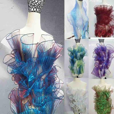 5M Laser-Plissee-Organza-Stoffband Rüschen-Kantenbesatz Spitze Stoff DIY Nähen Brautkleid Bühnendekorationen Anzugbesatz Bastelbedarf