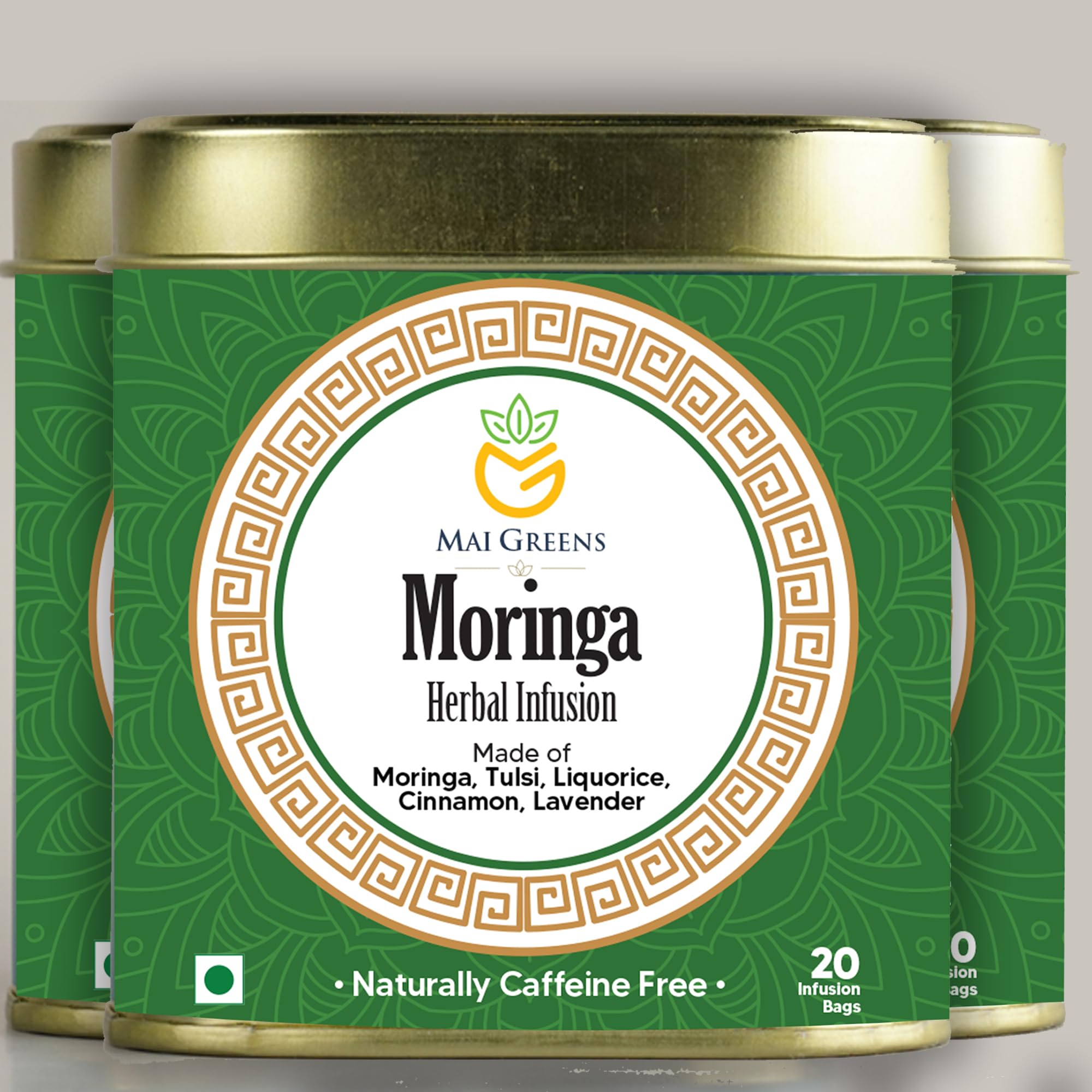 

Mai Greens Moringa Herbal Infusion - 60 Pyramid Tea Bags - Caffeine-Free Detox Tea | Rich in Antioxidants & Iron | Supports Energy, Immunity