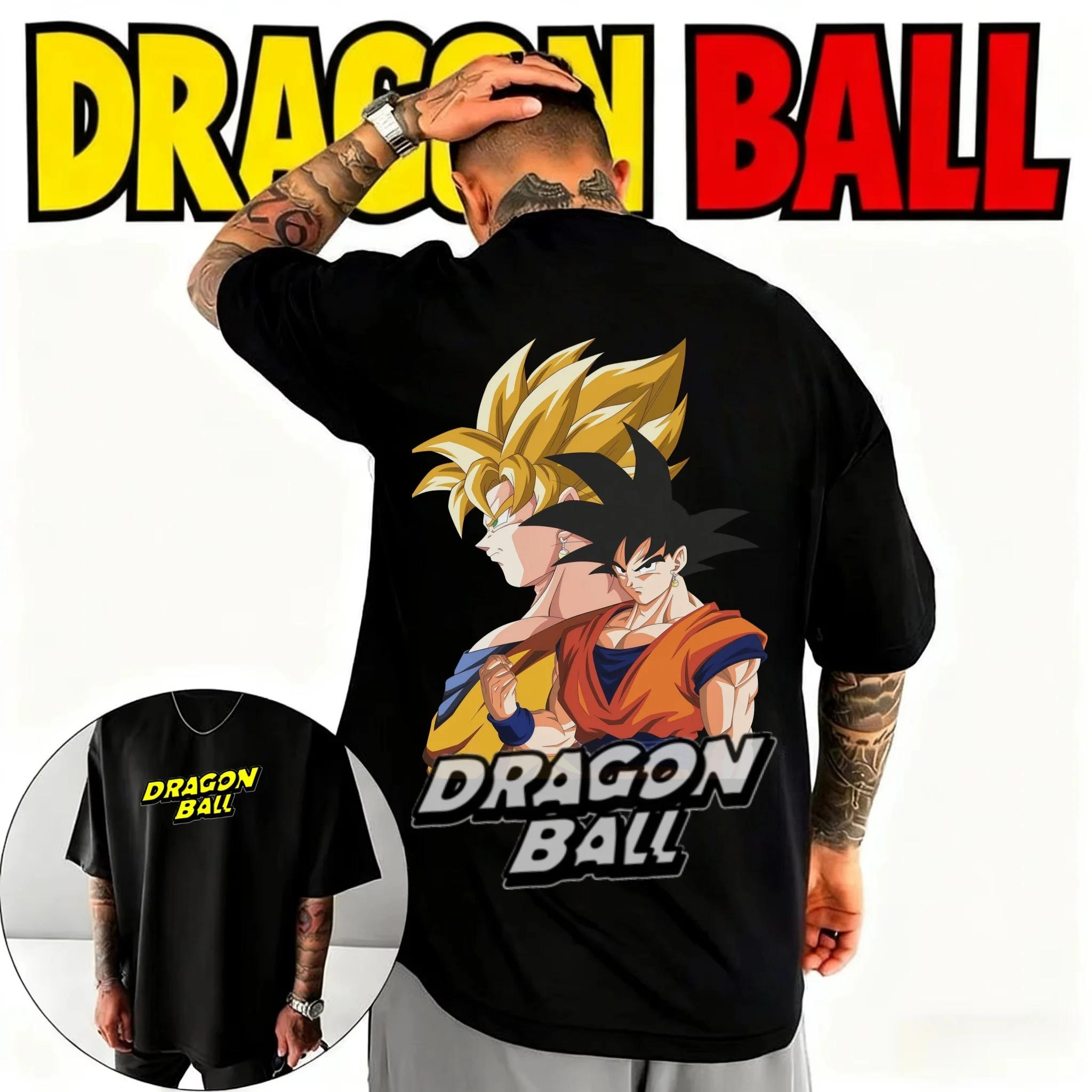 Dragon Ball Goku Dual Form Print Anime Black Oversized Women And Men Fashion Comfortable T-Shirt 4XL