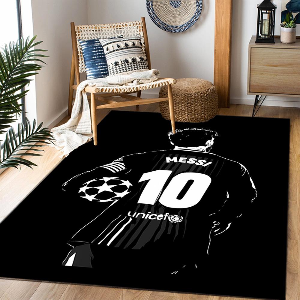 Messi palikimas futbolo tematikos neslystančiuose kilimėliuose - Poliesterio namų dekoras, tinkamas miegamiesiems, svetainėms, prieškambariams, studijoms ir dekoracijoms