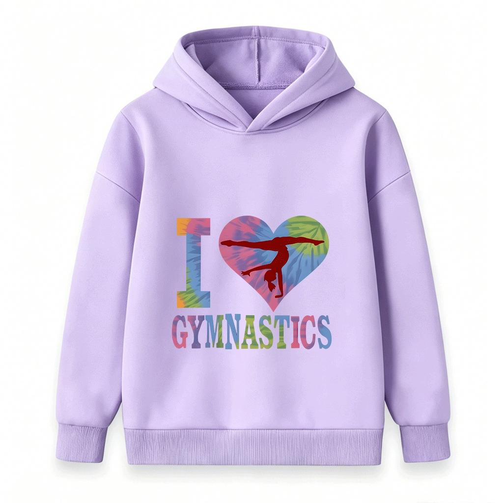 Kids Boys Girls 100% Cotton Crew Neck Short Sleeve T-Shirt, I Love Gymnastics Tie Dye Print Casual Sports Tee for Gymnastics Lovers, Soft Breathable D