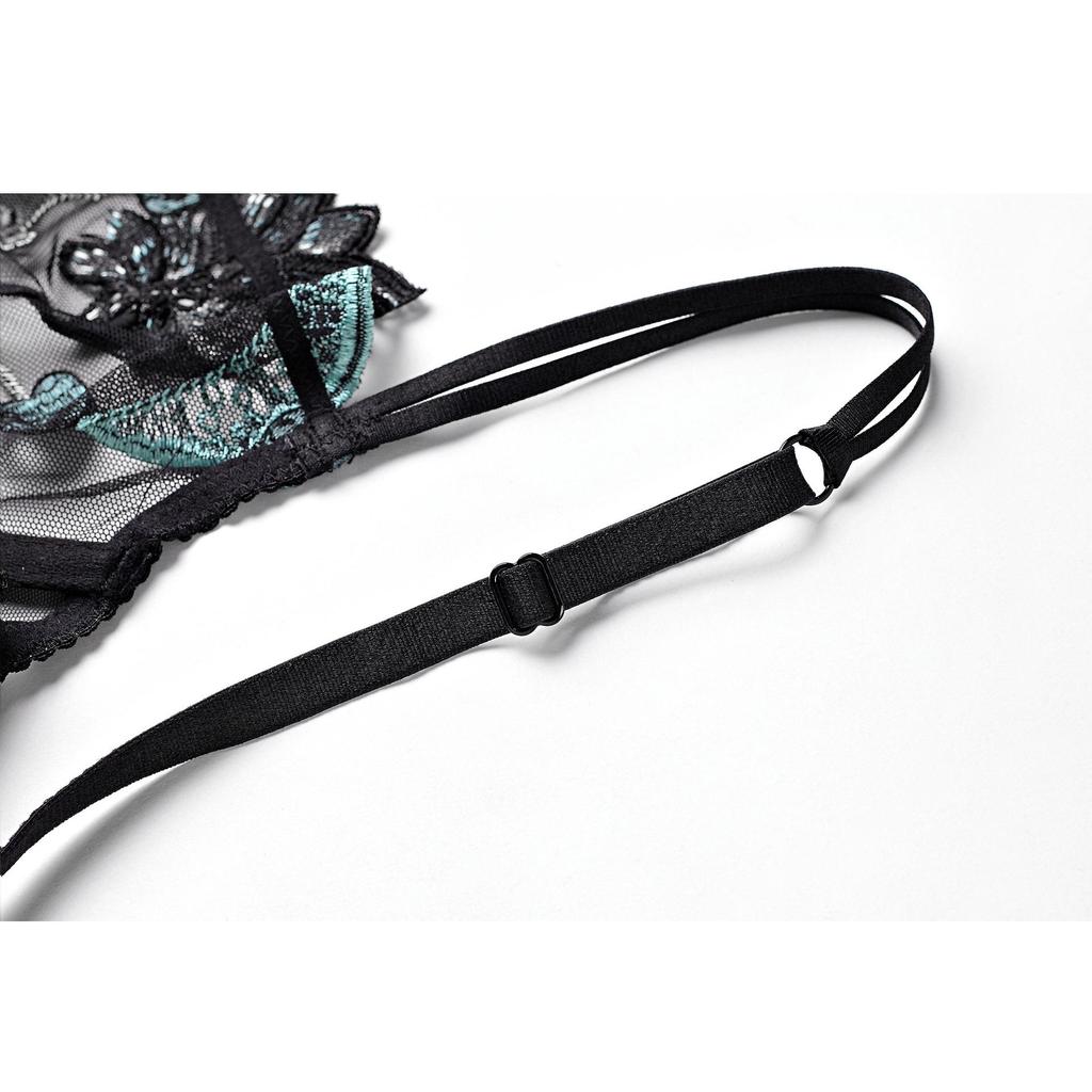 Summer Cherry Embroidery Bra Large Size Transparent Mesh Temptation Underwear Ultra-thin Sexy Ladies Bra Set