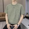 Men Wash Dyed Textured Short Sleeve T Shirt Crew Neck Loose Fit Casual Solid Tone Basic Top