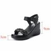 9cm Small Size 33-43 All Match Rhinestone Soft Leather Sandals Platform Shoes 2025 Summer High Heels Wedges Sandals Office Mom