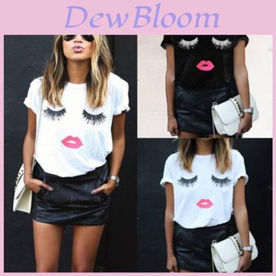 Trendy Women's Short Sleeve Graphic T-shirt With Black And White Print For Stylish Streetwear