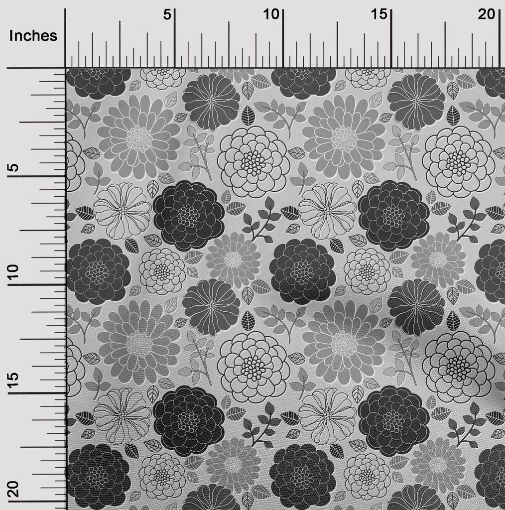 oneOone Cotton Flex Gray Fabric Floral Retro Sewing Material Print Fabric By The Yard 40 Inch