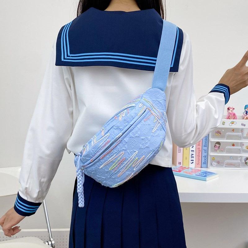 High-looking Girl's Breast Bag for Women Korean Style Ins Style Niche Design Tassel Crossbody Bag Casual Versatile Waist Bag